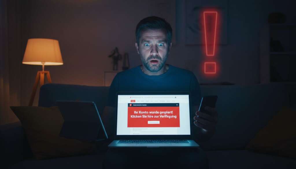 Kostenfallen im Netz: Wie du diese fiesen Tricks der Online-Abzocker erkennst und vermeidest 2 Kostenfallen im Netz – Mann erkennt Online-Abzocke und Phishing-Trick